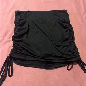 Amazon Black Bubble Mini Skirt Ruched Tie Front